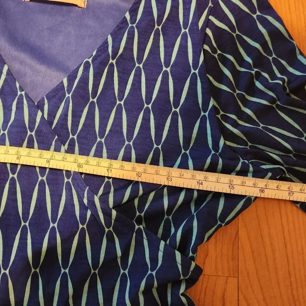41 Hawthorn Faux Wrap Dress in Light Blue and Royal Blue Print SMALL - Picture 9 of 11